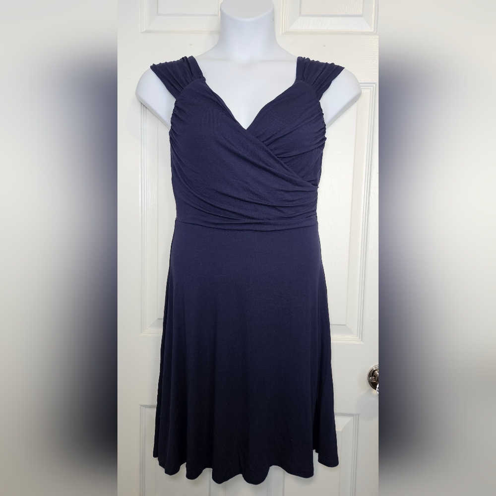 Venus Navy Blue V-neck Dress. Size M